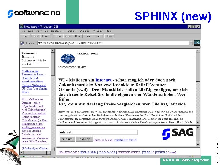 NATURAL Web-Integration 10 / 27/28 -Feb-98 TST SPHINX (new) 