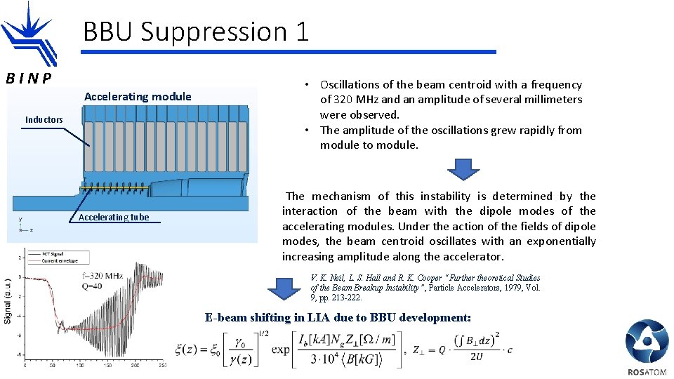 BBU Suppression 1 BINP Accelerating module Inductors Accelerating tube • Oscillations of the beam