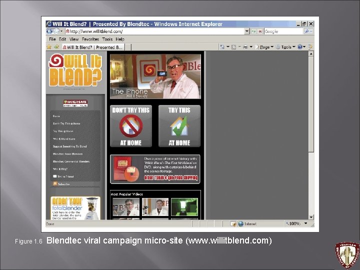 Figure 1. 6 Blendtec viral campaign micro-site (www. willitblend. com) 