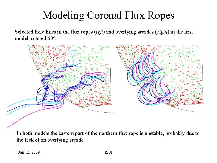 Modeling Coronal Flux Ropes Selected field lines in the flux ropes (left) and overlying