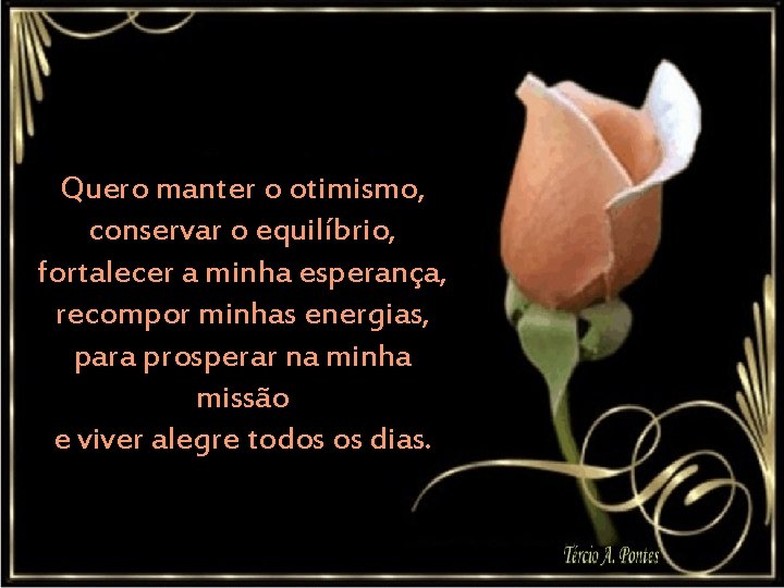 Quero manter o otimismo, conservar o equilíbrio, fortalecer a minha esperança, recompor minhas energias,
