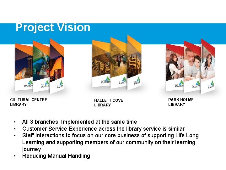 Project Vision CULTURAL CENTRE LIBRARY • • HALLETT COVE LIBRARY PARK HOLME LIBRARY All