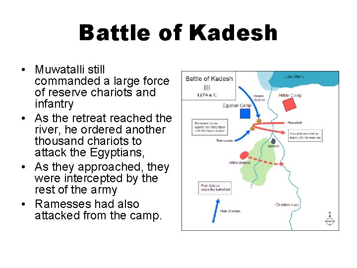 Battle of Kadesh • Muwatalli still commanded a large force of reserve chariots and