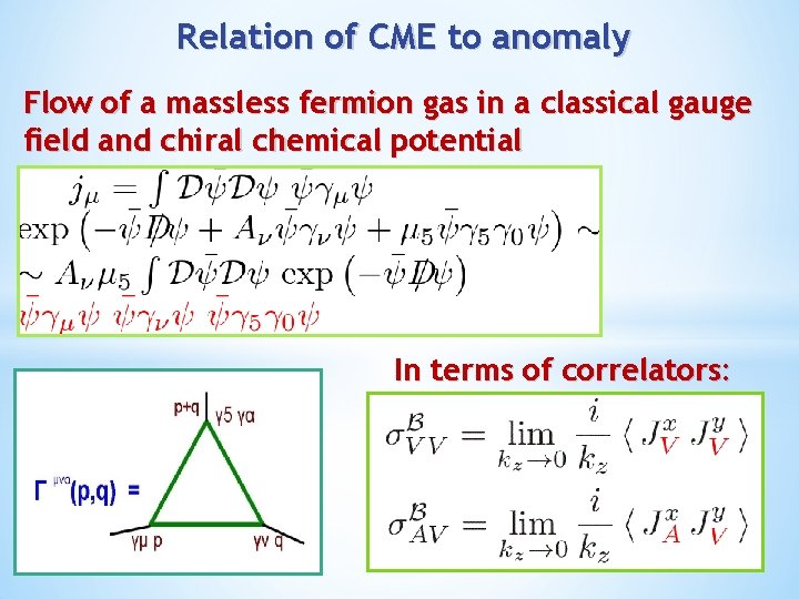 Relation of CME to anomaly Flow of a massless fermion gas in a classical