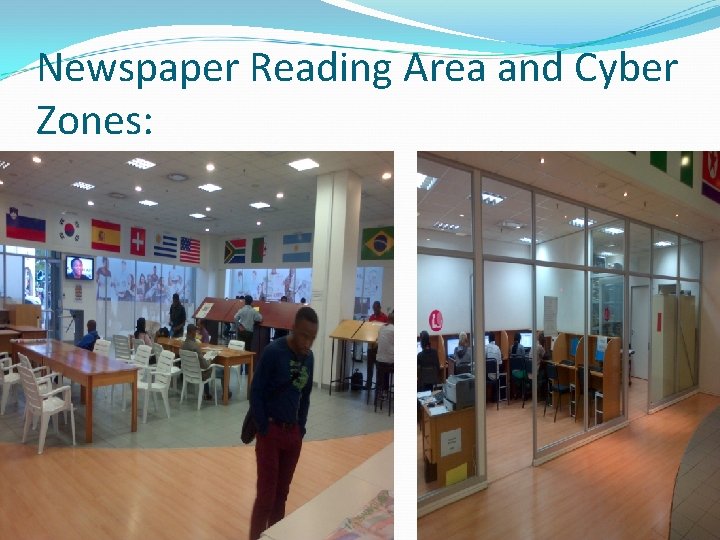 Newspaper Reading Area and Cyber Zones: 