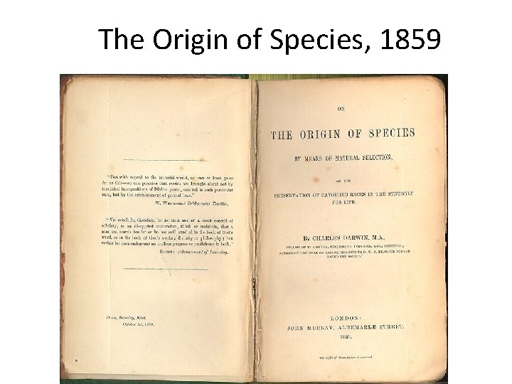 The Origin of Species, 1859 