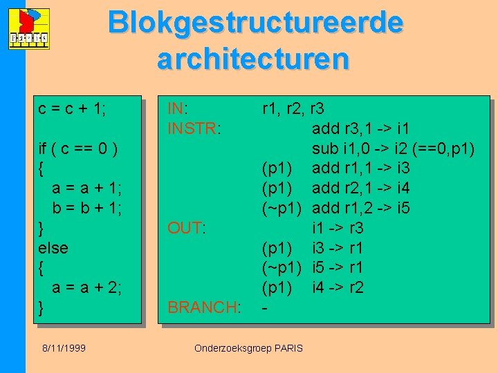 Blokgestructureerde architecturen c = c + 1; if ( c == 0 ) {