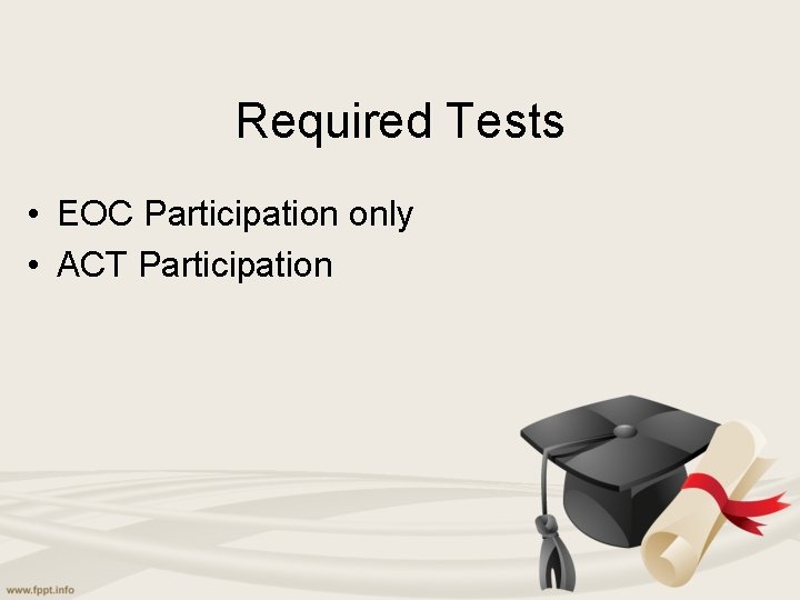 Required Tests • EOC Participation only • ACT Participation 
