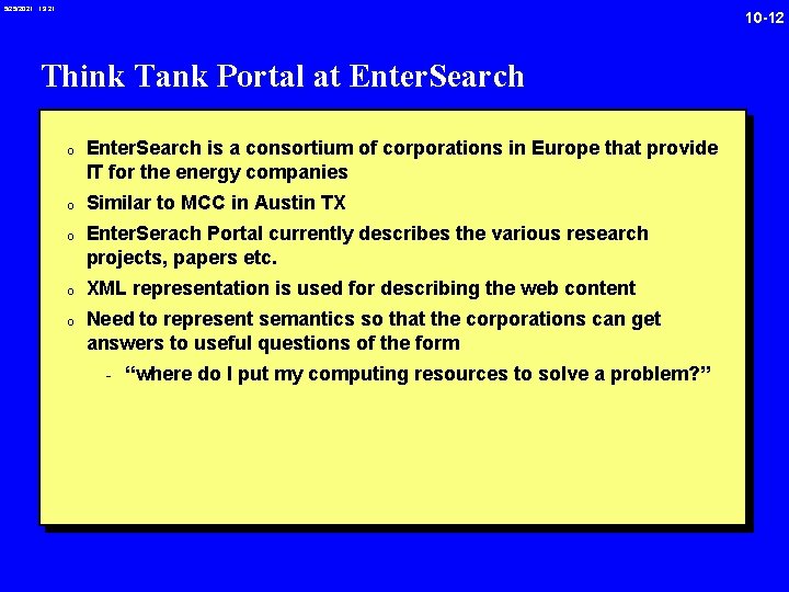 5/25/2021 19: 21 10 -12 Think Tank Portal at Enter. Search 0 Enter. Search