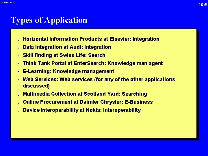 5/25/2021 19: 21 10 -5 Types of Application 0 Horizontal Information Products at Elsevier: