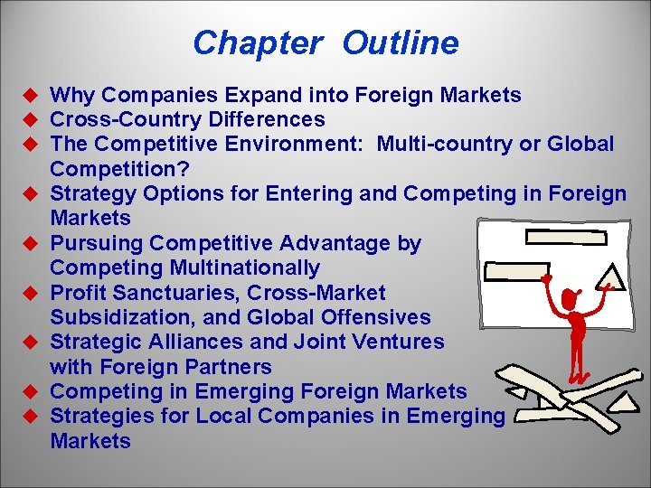 Chapter Outline u Why Companies Expand into Foreign Markets u Cross-Country Differences u The