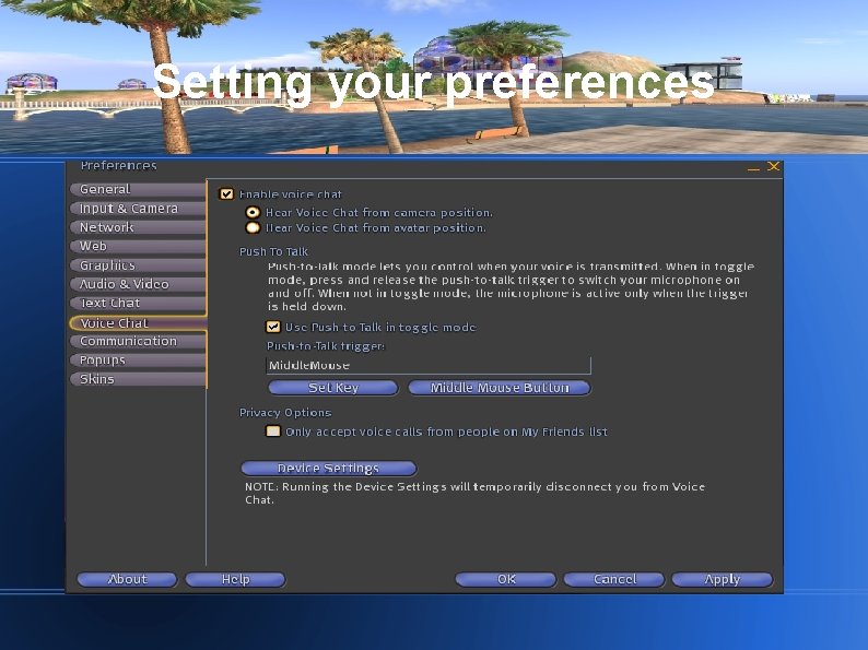 Setting your preferences 