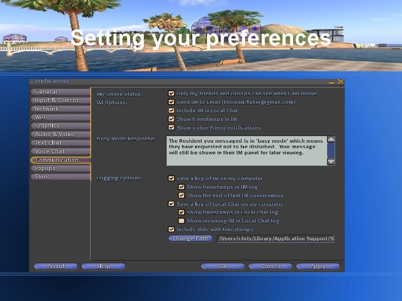 Setting your preferences 