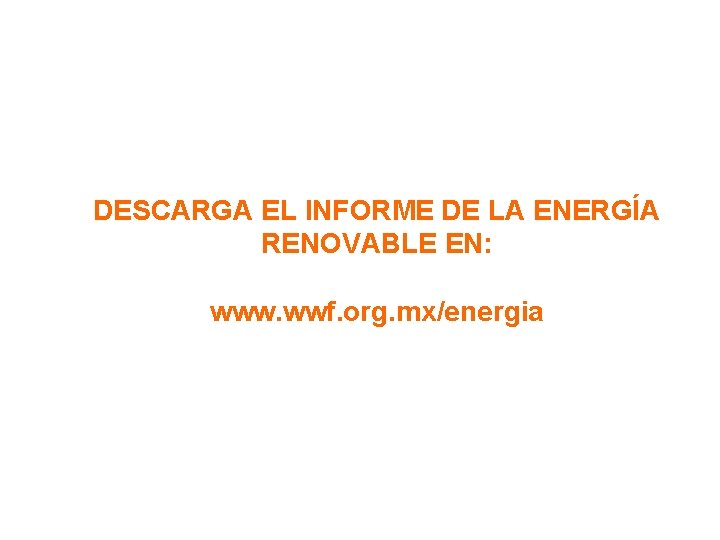 DESCARGA EL INFORME DE LA ENERGÍA RENOVABLE EN: www. wwf. org. mx/energia 