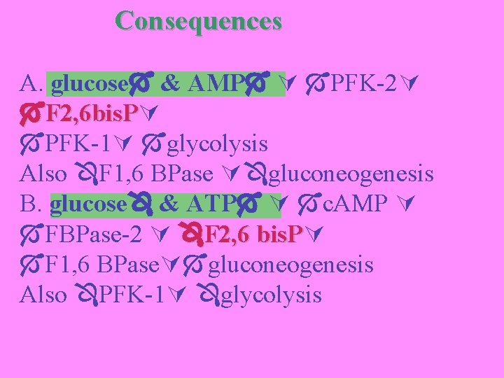 Consequences A. glucose & AMP PFK-2 F 2, 6 bis. P PFK-1 glycolysis Also