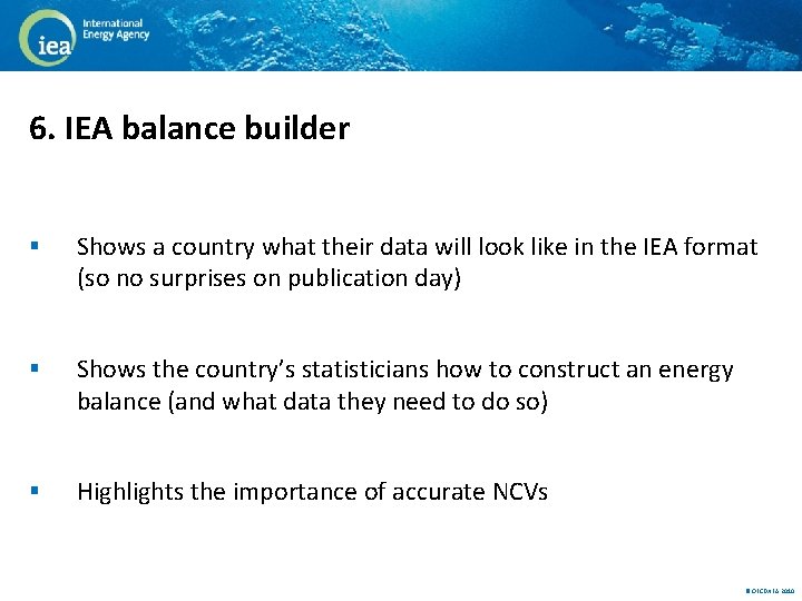 6. IEA balance builder § Shows a country what their data will look like