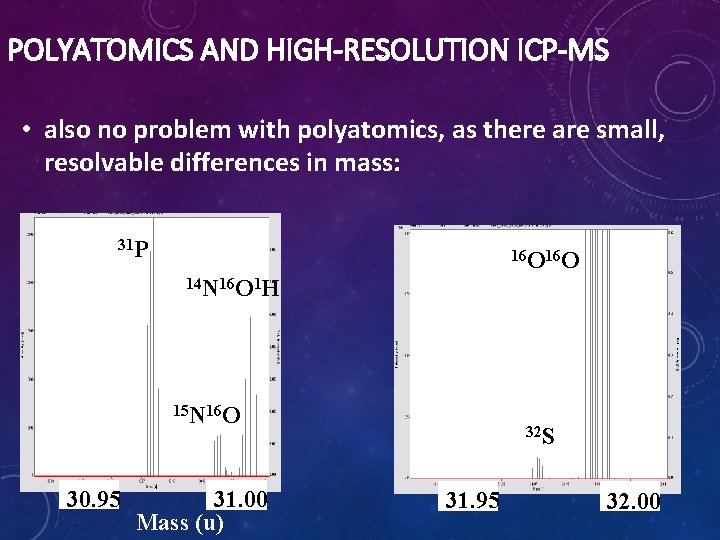 POLYATOMICS AND HIGH-RESOLUTION ICP-MS • also no problem with polyatomics, as there are small,