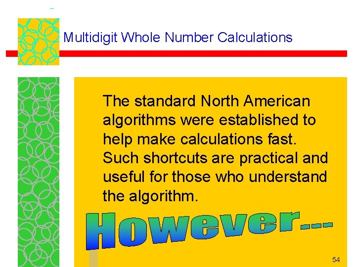 Multidigit Whole Number Calculations The standard North American algorithms were established to help make
