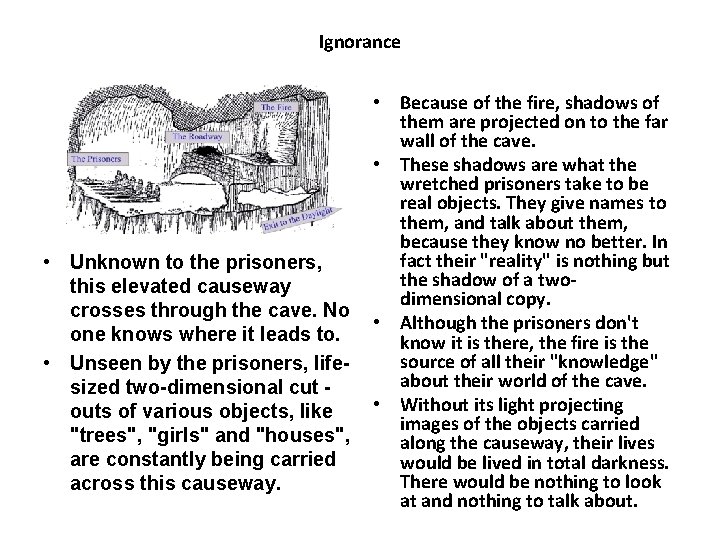 Ignorance • Unknown to the prisoners, this elevated causeway crosses through the cave. No