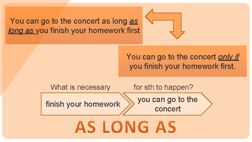 You can go to the concert as long as you finish your homework first
