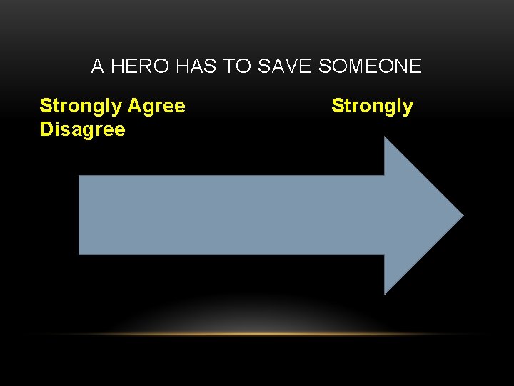 A HERO HAS TO SAVE SOMEONE Strongly Agree Disagree Strongly 