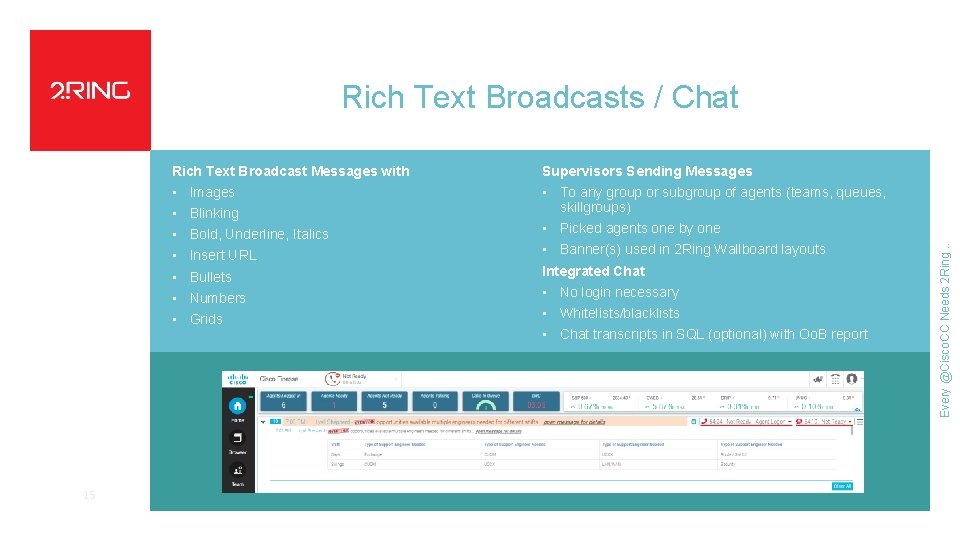 Rich Text Broadcast Messages with Supervisors Sending Messages • • To any group or