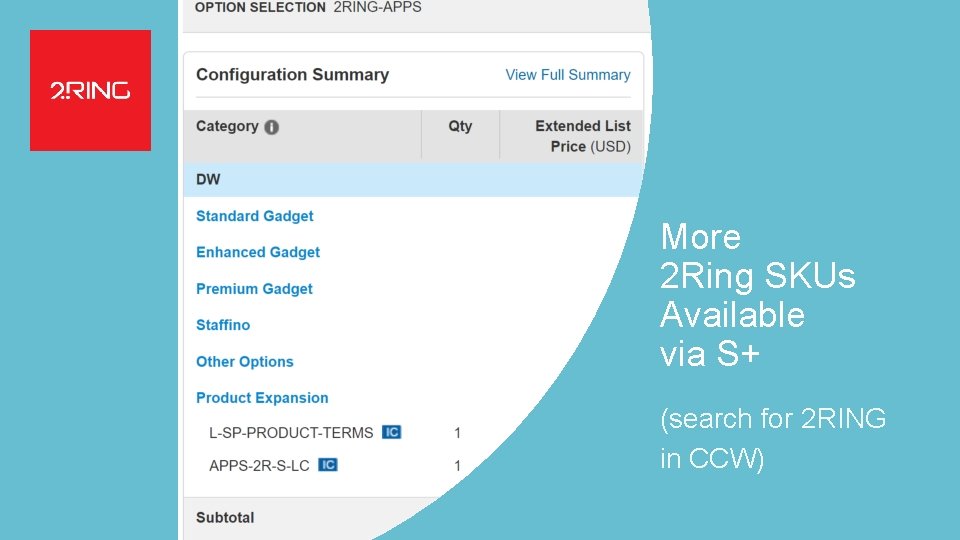 More 2 Ring SKUs Available via S+ (search for 2 RING in CCW) 