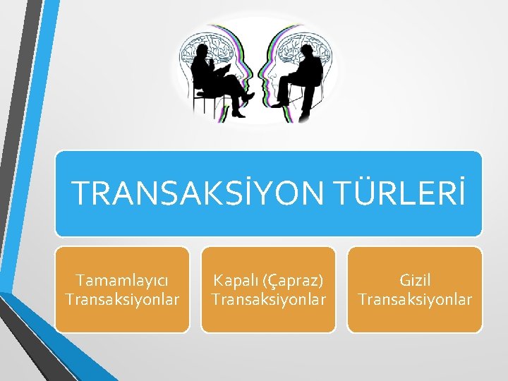 TRANSAKSİYON TÜRLERİ Tamamlayıcı Transaksiyonlar Kapalı (Çapraz) Transaksiyonlar Gizil Transaksiyonlar 