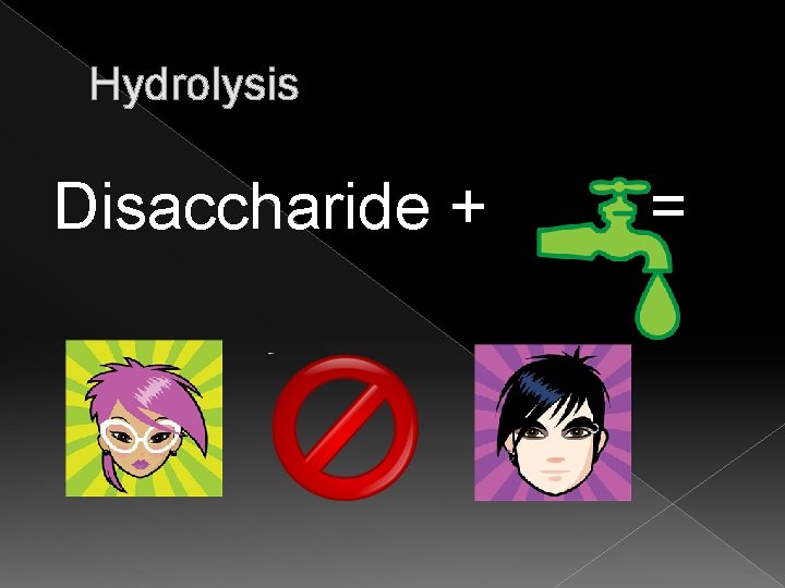 Hydrolysis Disaccharide + = 