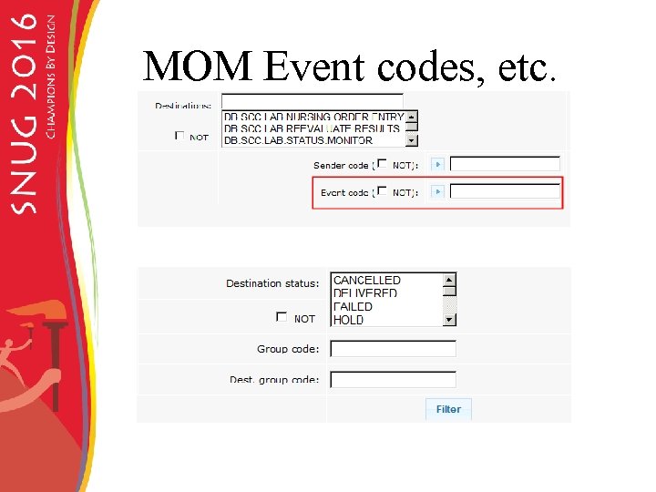 MOM Event codes, etc. 