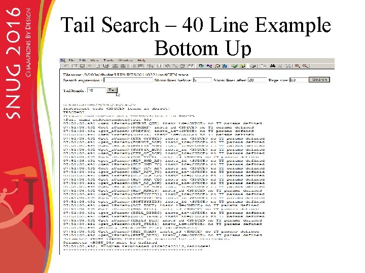 Tail Search – 40 Line Example Bottom Up 