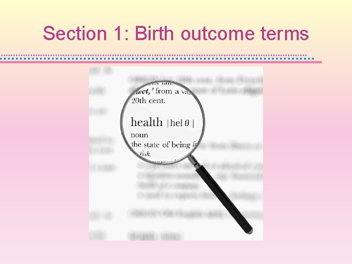 Section 1: Birth outcome terms 