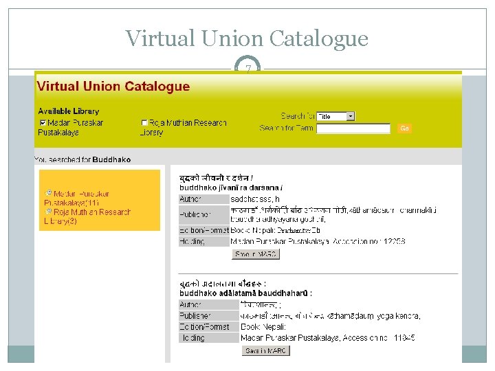 Virtual Union Catalogue 7 