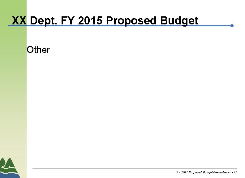 XX Dept. FY 2015 Proposed Budget Other FY 2015 Proposed Budget Presentation 15 