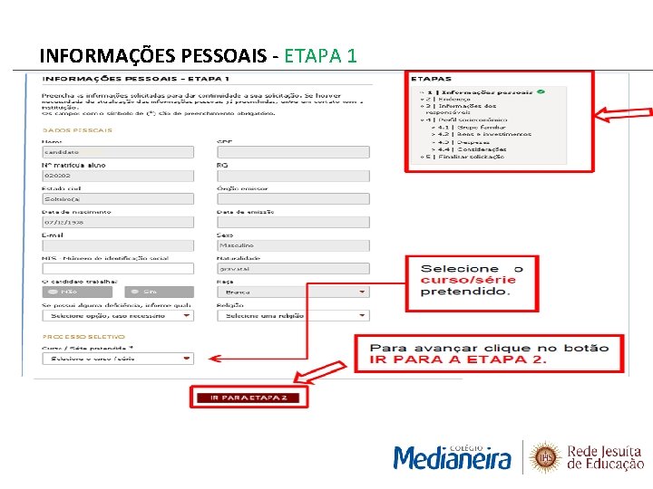 INFORMAÇÕES PESSOAIS - ETAPA 1 