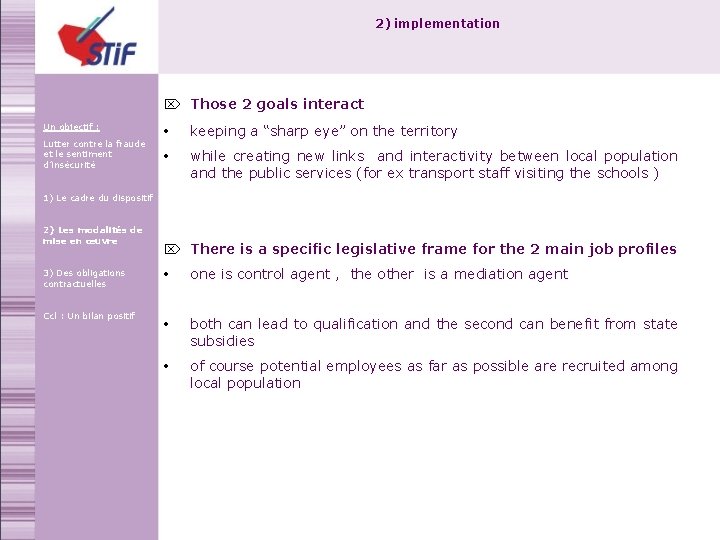 2) implementation Ö Those 2 goals interact Un objectif : Lutter contre la fraude