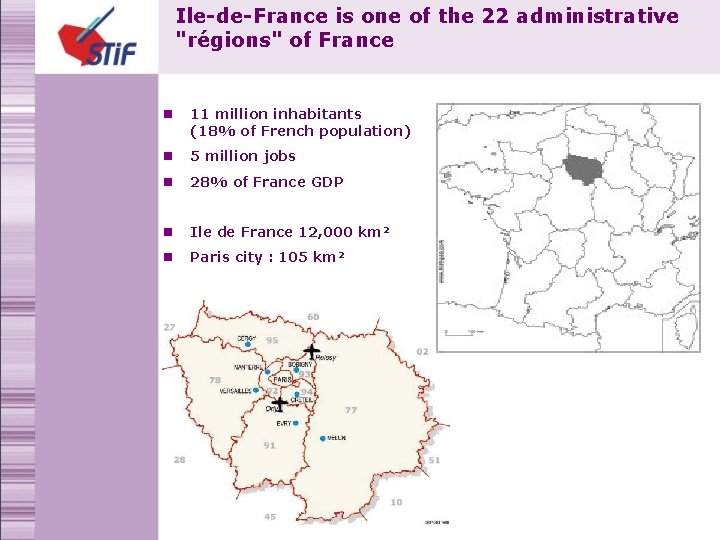 Ile-de-France is one of the 22 administrative "régions" of France n 11 million inhabitants