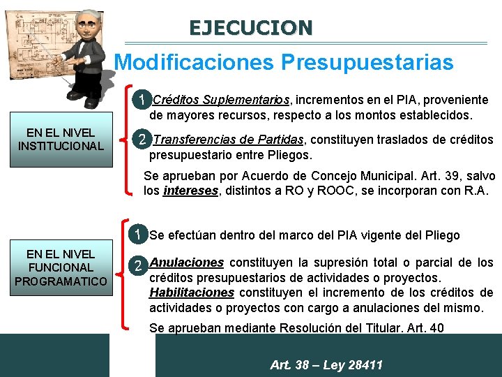 EJECUCION Modificaciones Presupuestarias 1 Créditos Suplementarios, incrementos en el PIA, proveniente de mayores recursos,