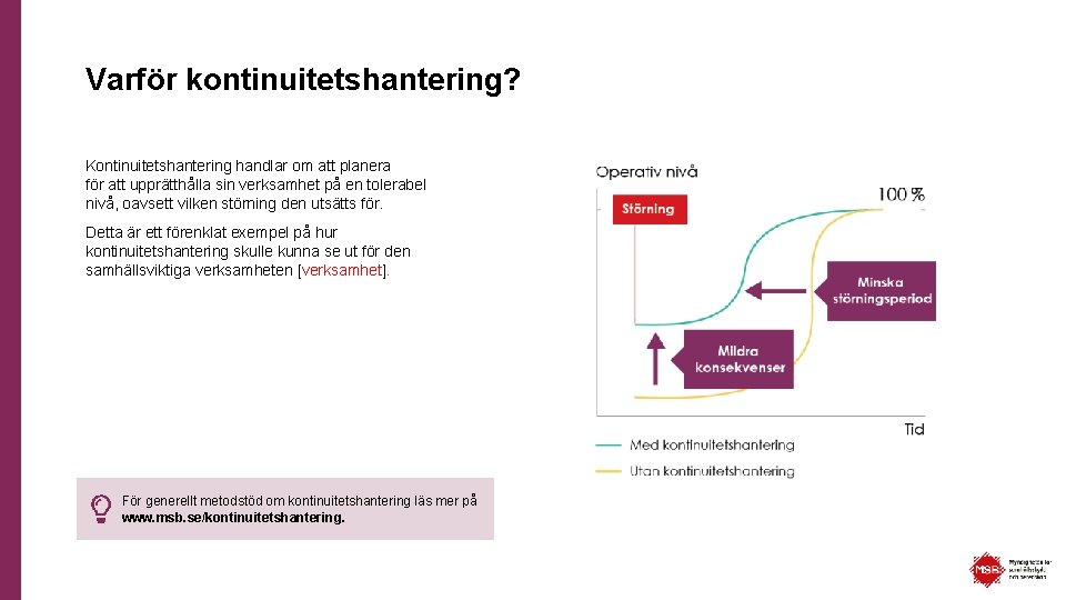 Varför kontinuitetshantering? Kontinuitetshantering handlar om att planera för att upprätthålla sin verksamhet på en