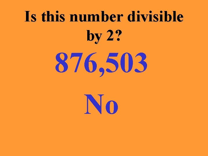 Is this number divisible by 2? 876, 503 No 