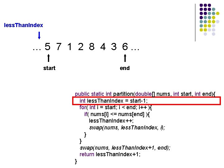 less. Than. Index … 5 7 1 2 8 4 3 6… start end