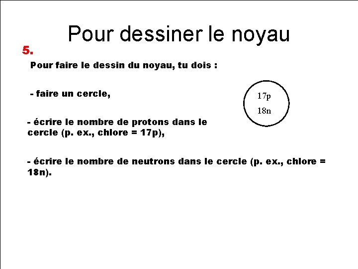 5. Pour dessiner le noyau Pour faire le dessin du noyau, tu dois :