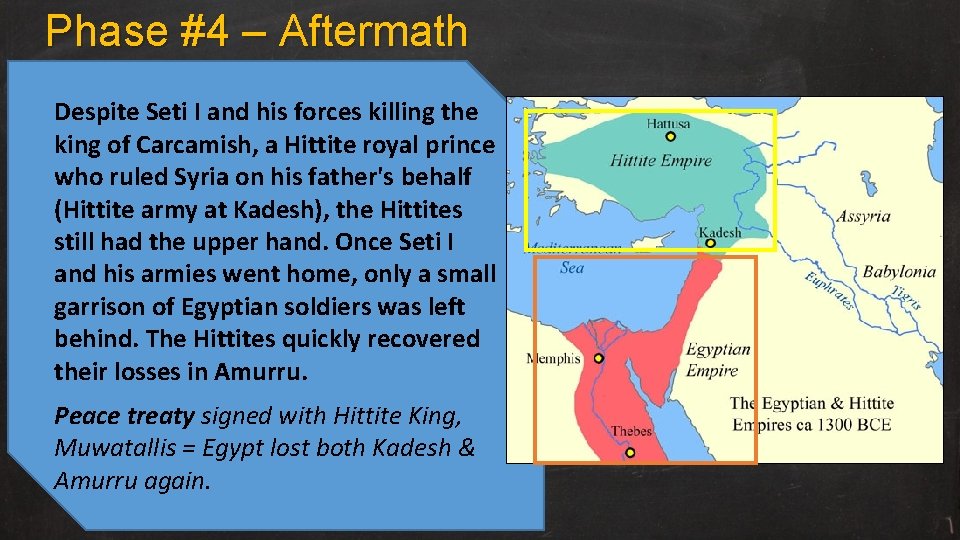 Phase #4 – Aftermath Despite Seti I and his forces killing the king of