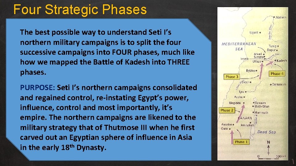 Four Strategic Phases The best possible way to understand Seti I’s northern military campaigns