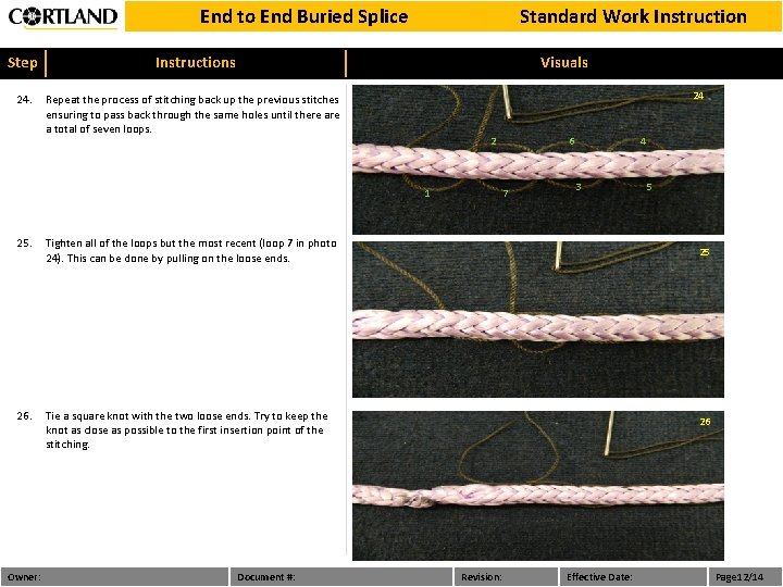 End to End Buried Splice Step Instructions 24. Repeat the process of stitching back