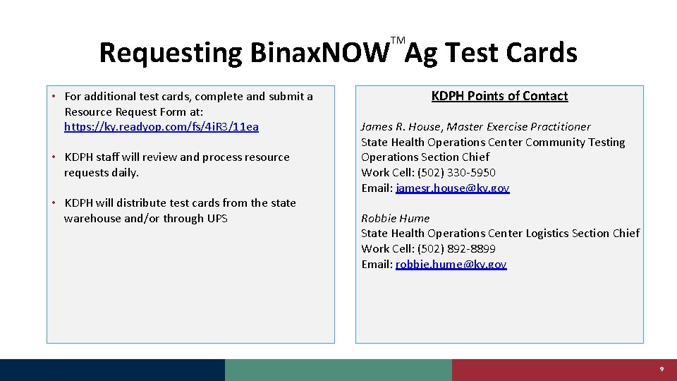 Requesting Binax. NOW Ag Test Cards TM • For additional test cards, complete and