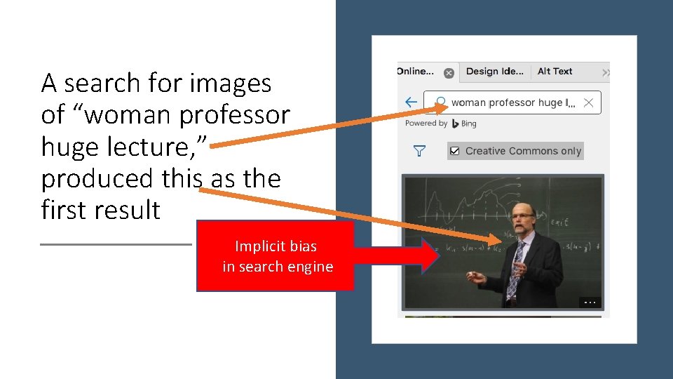A search for images of “woman professor huge lecture, ” produced this as the