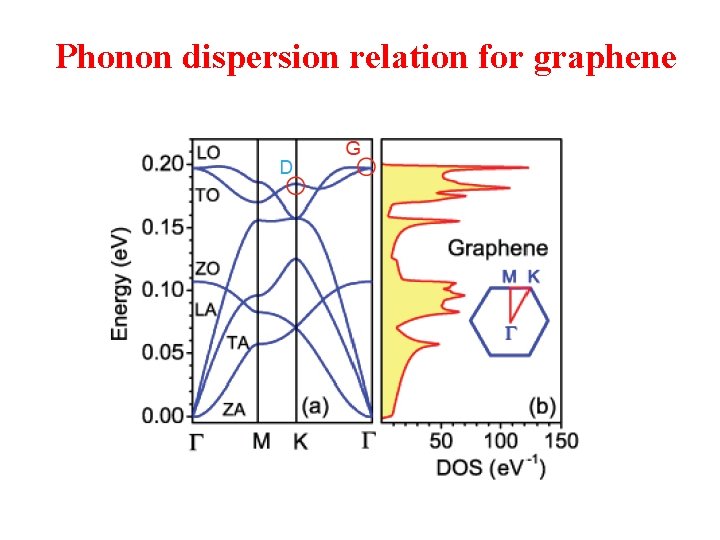 Phonon dispersion relation for graphene 