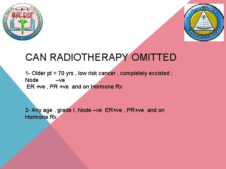 CAN RADIOTHERAPY OMITTED 1 - Older pt > 70 yrs , low risk cancer