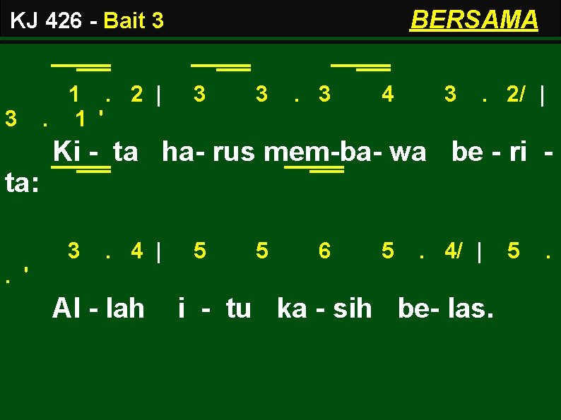 BERSAMA KJ 426 - Bait 3 3 1. 2 |. 1 ' 3 3